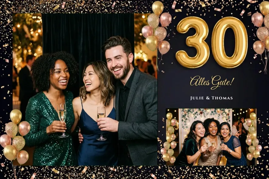 Fotobox-Vorlage « 30. Geburtstag Schwarz & Gold »
