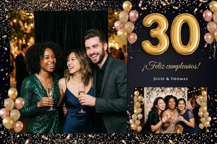 Plantilla de fotomatón « 30 años negro y oro »