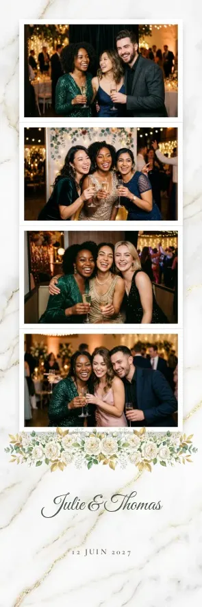 Modèle photobooth « Marbre & roses (bandelette) »